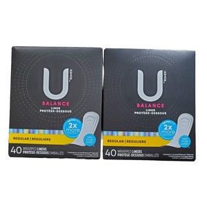 2x U by Kotex Balance Liners Regular 40 Wrapped Liners Set Lot Pack NEW